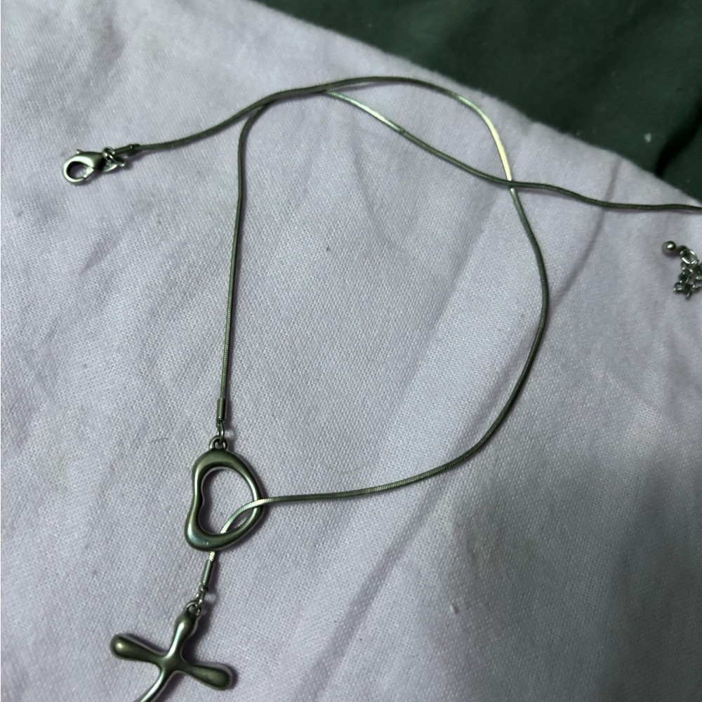 Premier Designs Silver Necklace with Heart and Cross